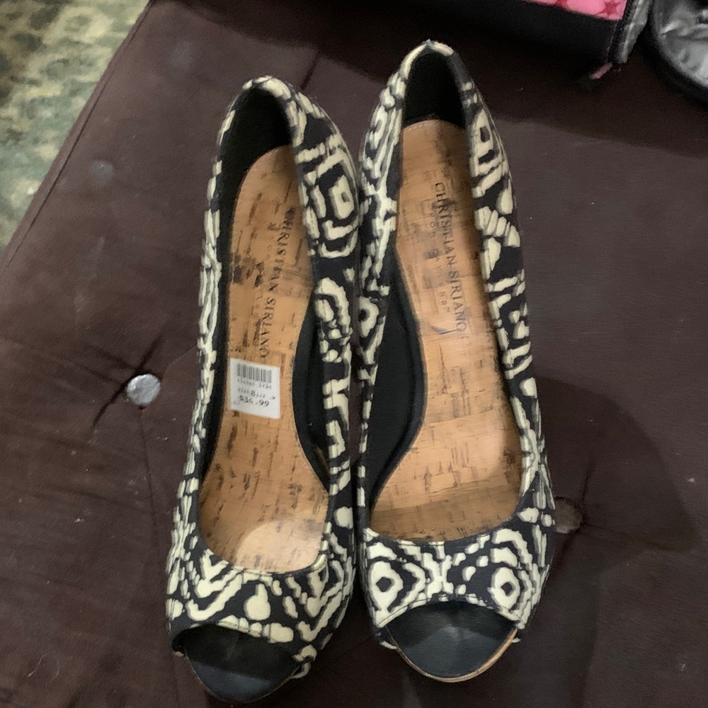 Christian Siriano Patterned Peep Toe Heels